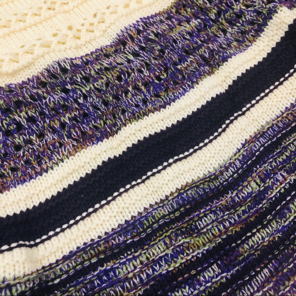 Purple Color Block Round Neck Sweater - Picture 5 of 6